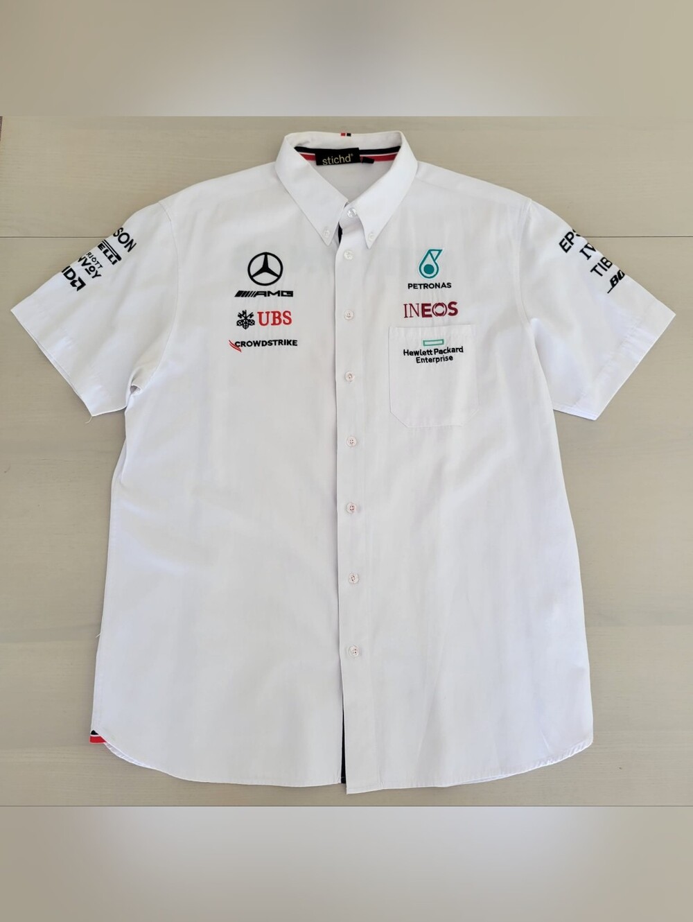 Mercedes-AMG PETRONAS 2024 Mens Team Shirt White Button-Up Shirt Sz L$ 260
